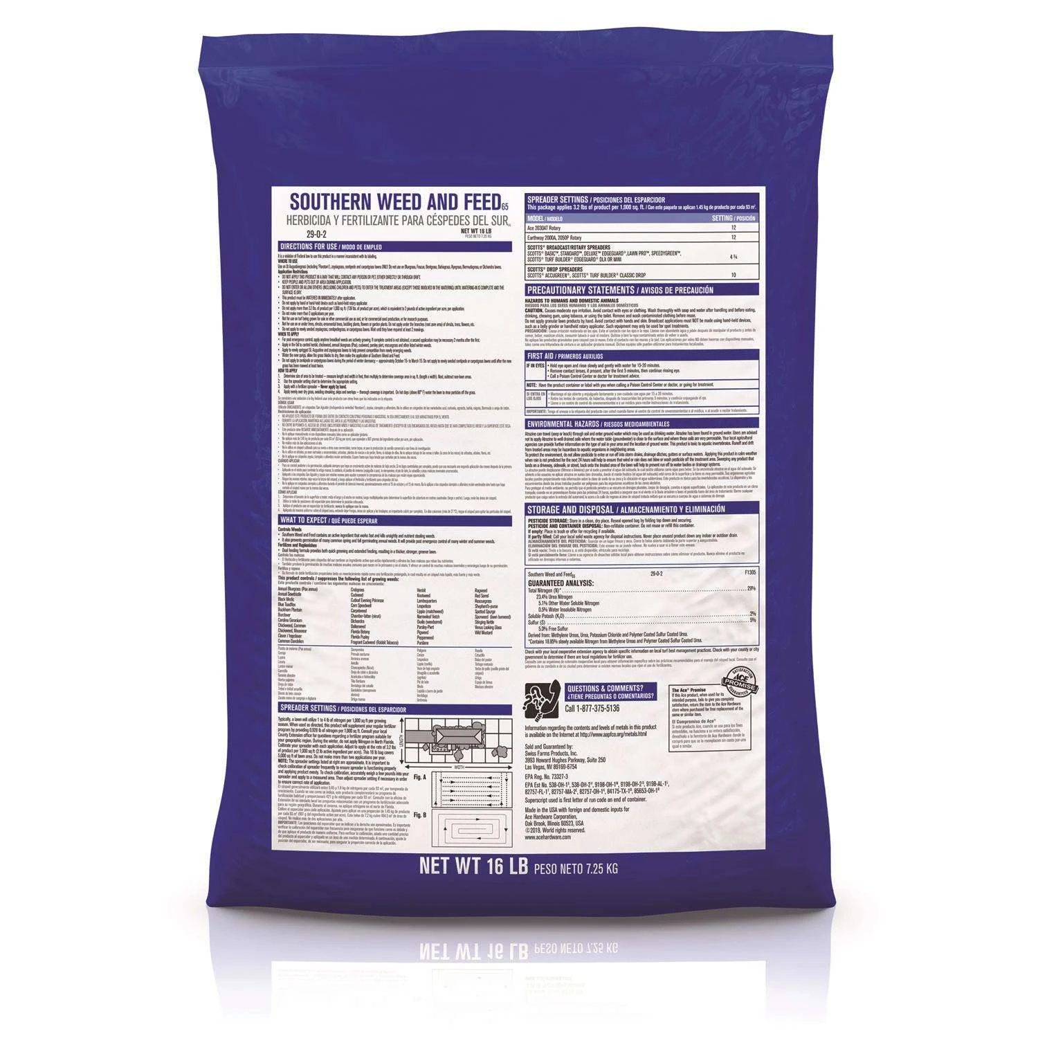 Ace Southern Weed & Feed Lawn Fertilizer For Multiple Grass Types 5000 Sq Ft 3 Ace Southern Weed & Feed Lawn Fertilizer For Multiple Grass Types 5000 Sq Ft - Image 2