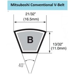 Mitsuboshi MBL Conventional V-Belt 0.66 In. W X 62 In. L For All Motors