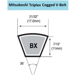 Mitsuboshi Triplex Rawedge Cogged Raw Edge Cogged V-Belt 0.66 In. W X 46 In. L For All Motors