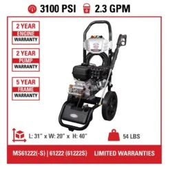 Simpson MegaShot MS61222 CRX 3100 Psi Gas 2.3 Gpm Pressure Washer 14 Simpson MegaShot MS61222 CRX 3100 Psi Gas 2.3 Gpm Pressure Washer -Garden Tool Store 23667b07 2c2a 49d2 aed4 c8f9f1b6d143
