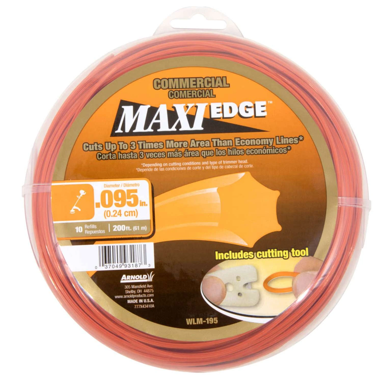Arnold Maxi Edge Commercial Grade .095 In. D X 200 Ft. L Trimmer Line 3 Arnold Maxi Edge Commercial Grade .095 In. D X 200 Ft. L Trimmer Line