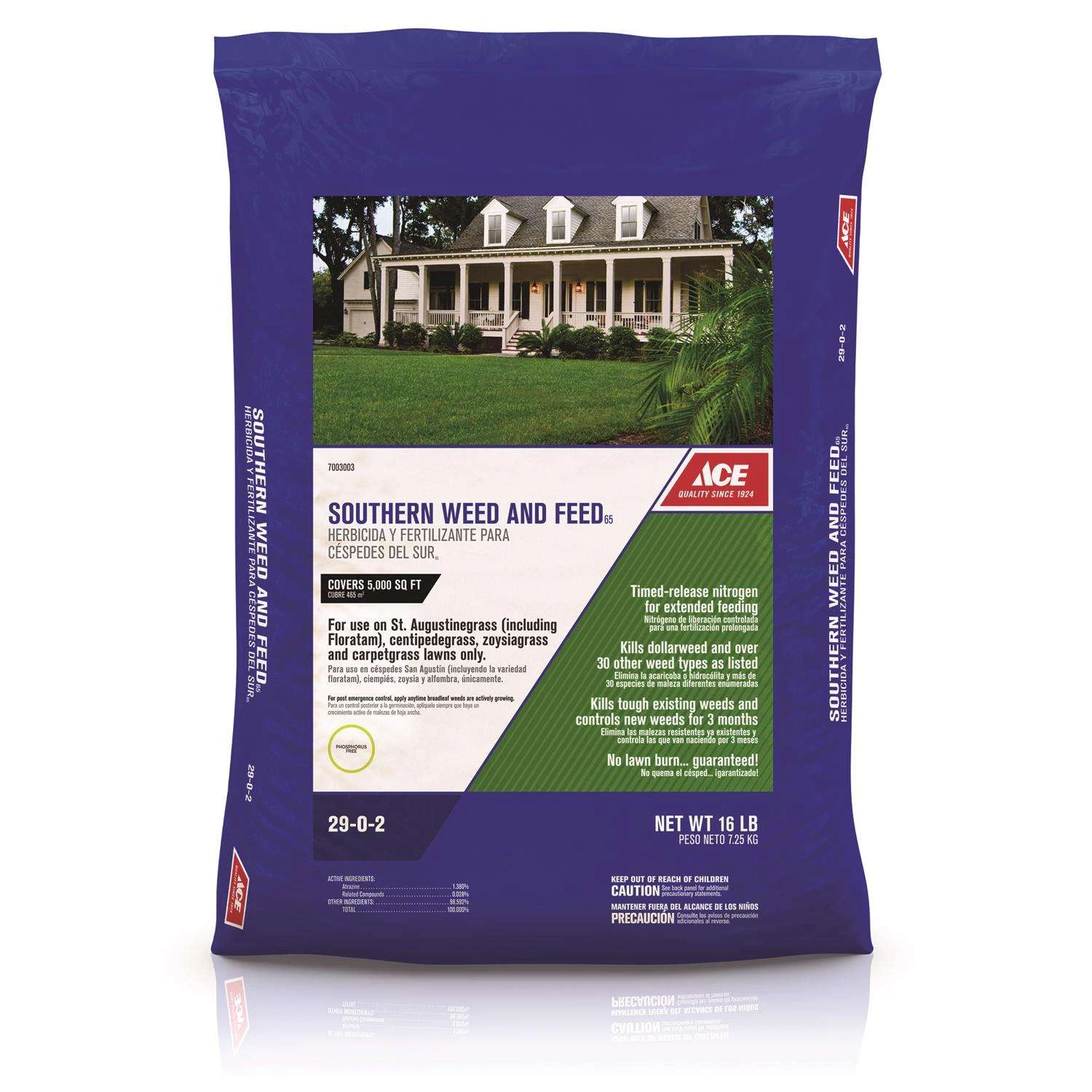 Ace Southern Weed & Feed Lawn Fertilizer For Multiple Grass Types 5000 Sq Ft 2 Ace Southern Weed & Feed Lawn Fertilizer For Multiple Grass Types 5000 Sq Ft