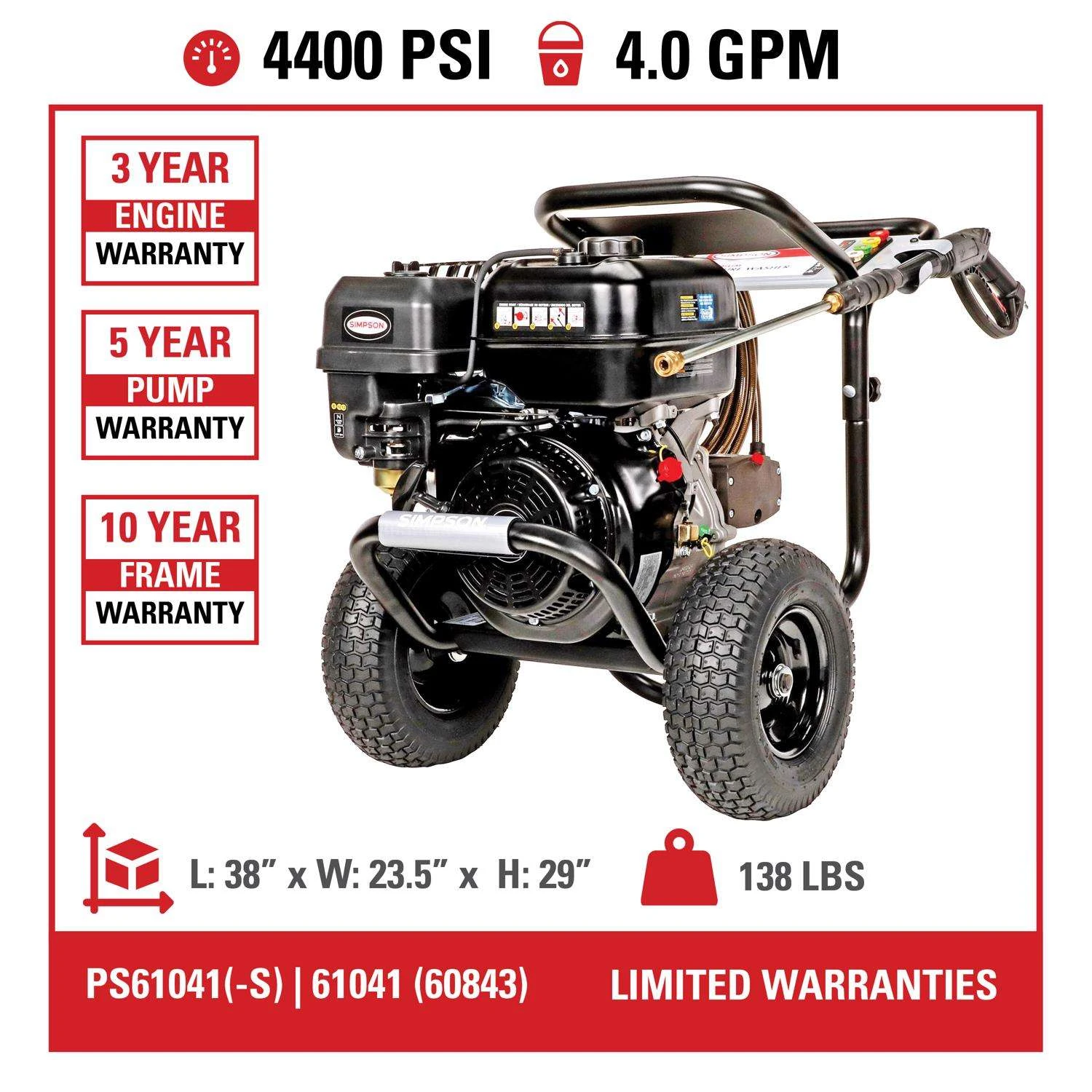 Simpson PowerShot PS60843 CRX 4400 Psi Gas 4 Gpm Pressure Washer 11 Simpson PowerShot PS60843 CRX 4400 Psi Gas 4 Gpm Pressure Washer - Image 9