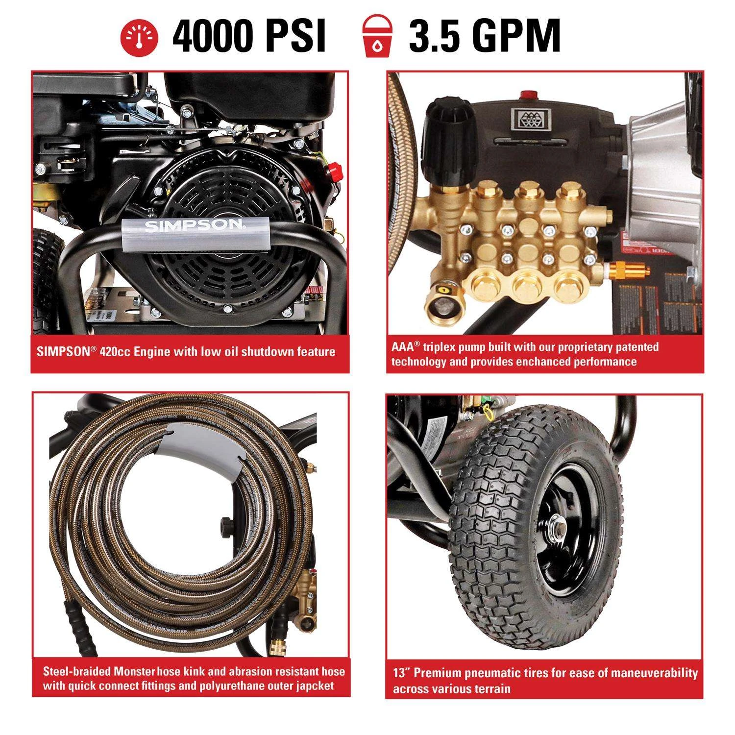 Simpson PowerShot PS60843 CRX 4400 Psi Gas 4 Gpm Pressure Washer 10 Simpson PowerShot PS60843 CRX 4400 Psi Gas 4 Gpm Pressure Washer - Image 8
