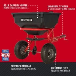 Craftsman Broadcast Tow Behind Seeder/Spreader For Fertilizer/Ice Melt/Seed 85 Lb -Garden Tool Store 6a7515f3 4fa4 4214 acce d2bf8fe5f1cb