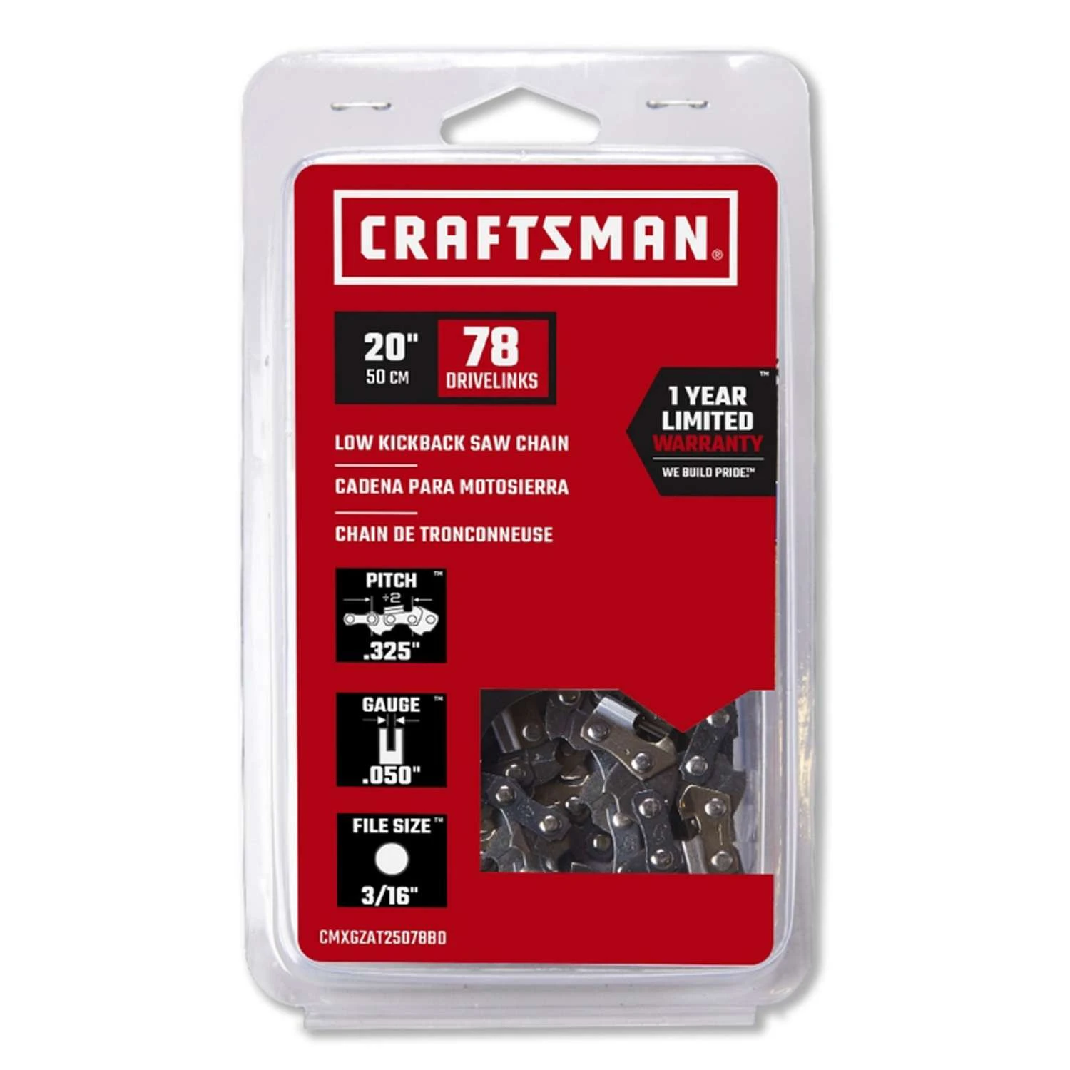 Craftsman 20 In. 78 Links Low Kickback Saw Chain 3 Craftsman 20 In. 78 Links Low Kickback Saw Chain