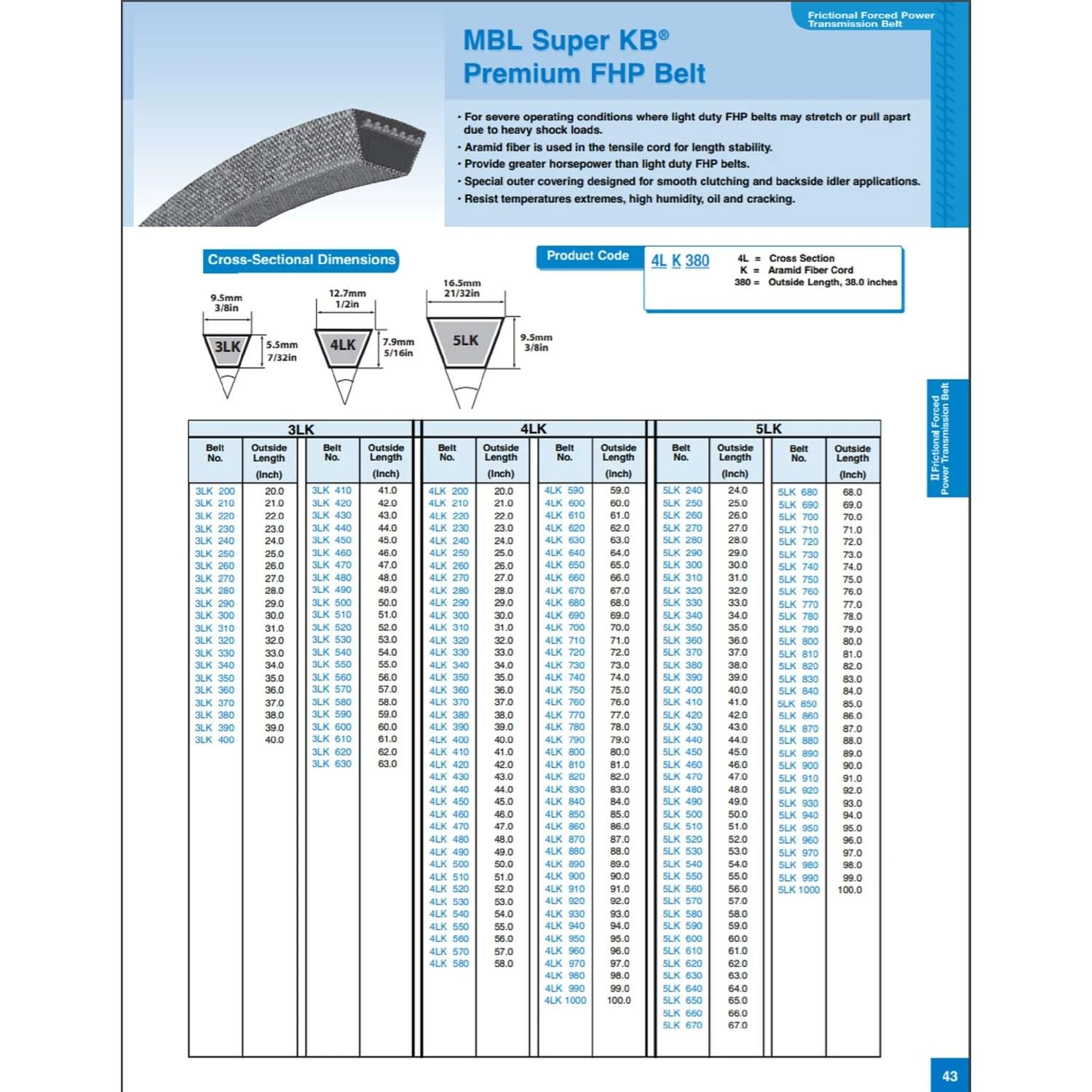 Mitsuboshi Super KB 4LK330 V-Belt 0.5 In. W X 33 In. L For Riding Mowers 8 Mitsuboshi Super KB 4LK330 V-Belt 0.5 In. W X 33 In. L For Riding Mowers - Image 6