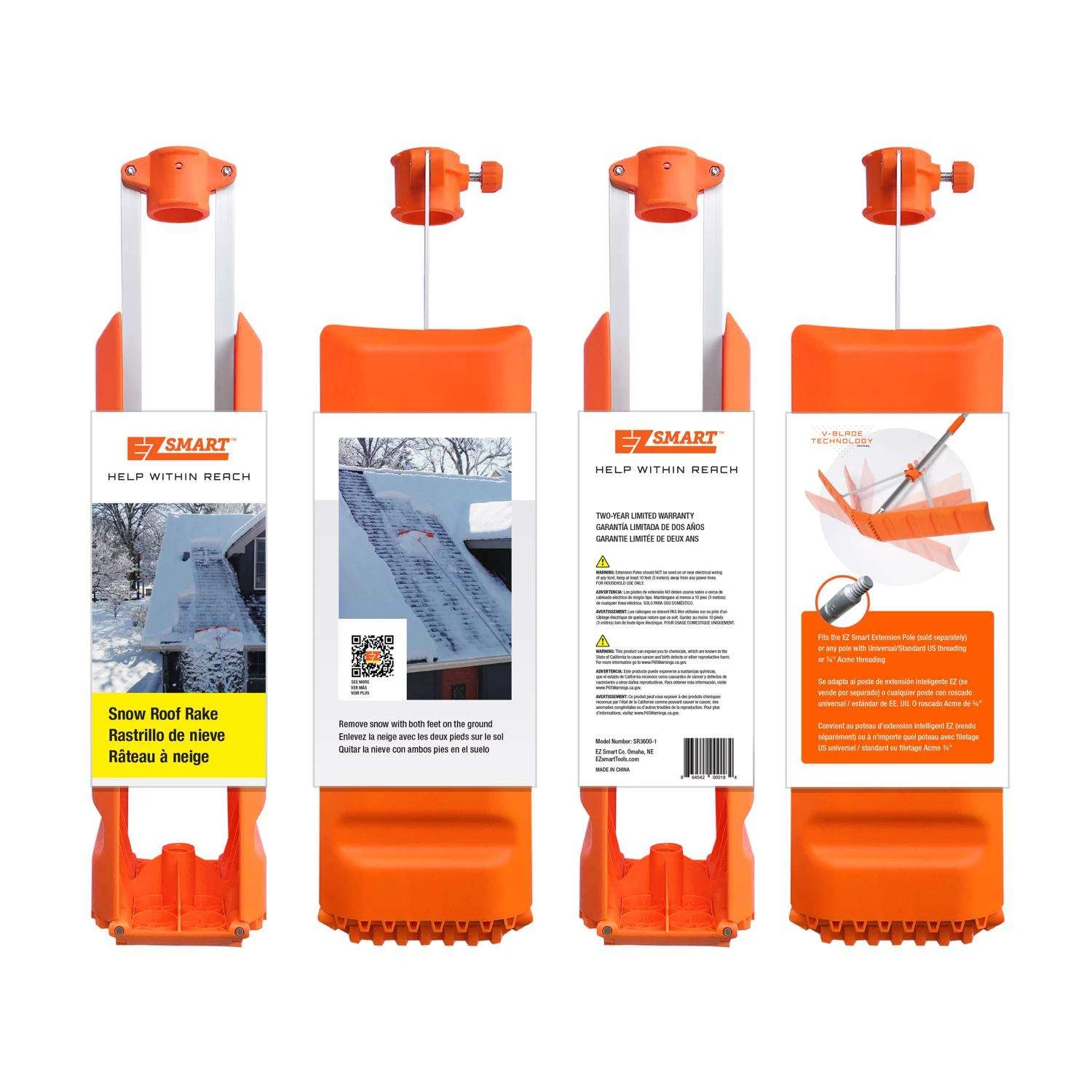 EZ Smart Snow 36 In. W X 1 Ft. L Poly Roof Rake 3 EZ Smart Snow 36 In. W X 1 Ft. L Poly Roof Rake