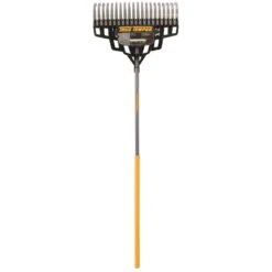 True Temper 65.25 In. 20 Tine Steel Lawn Rake Wood Handle
