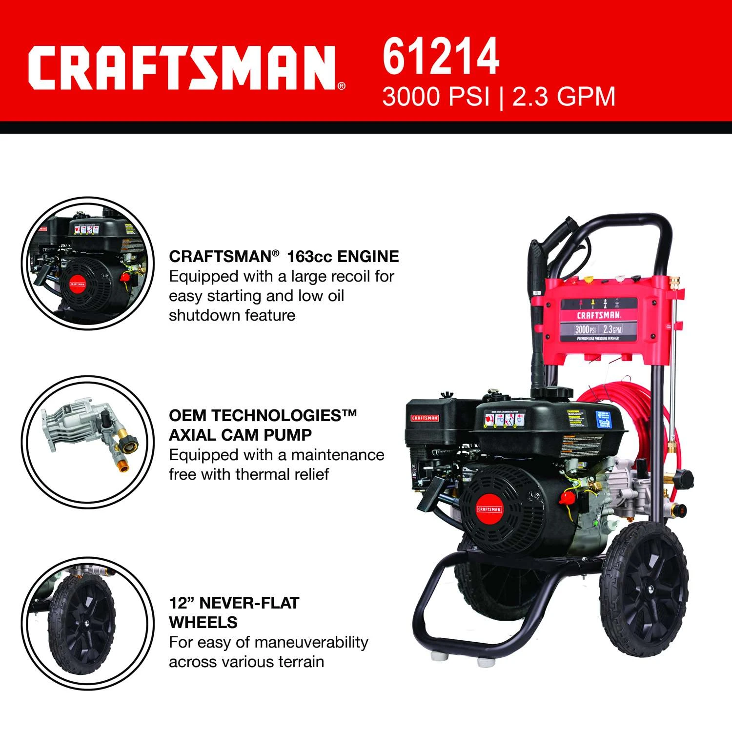 Craftsman CMXGWFN061214 CRX 3000 Psi Gas 2.3 Gpm Pressure Washer 6 Craftsman CMXGWFN061214 CRX 3000 Psi Gas 2.3 Gpm Pressure Washer - Image 4